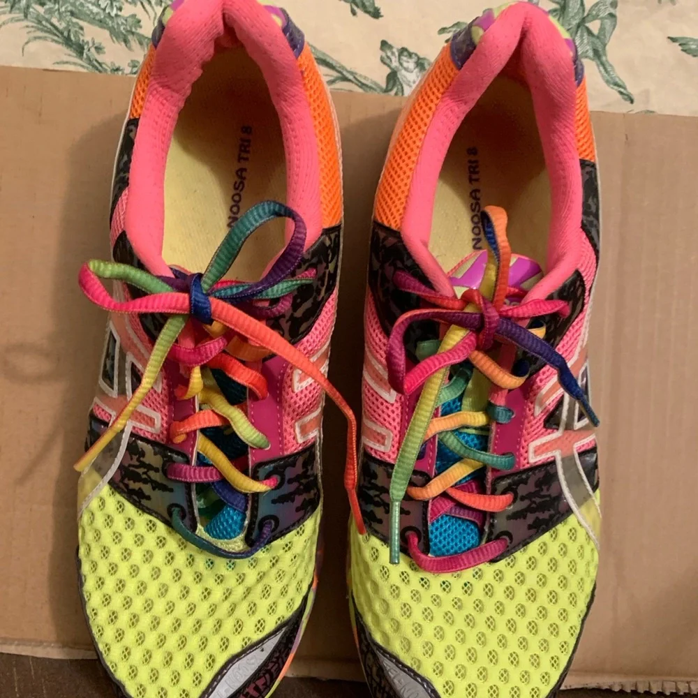 Asics Women's Neon and Black Athletic Shoes - Picture 1 of 10